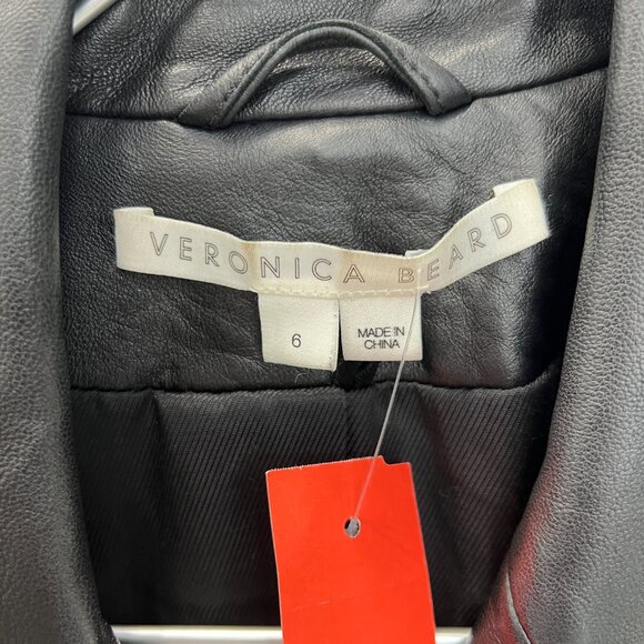 $1395 Veronica Beard Black Leather Gaya Double Breasted Dickey Jacket size 6 - Picture 11 of 12